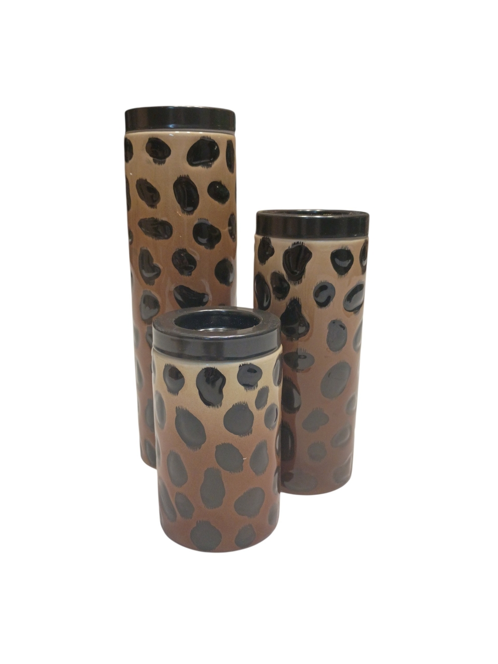 #6026 Retired Gold Canyon Leopard Glass Pillar Candle Holders - Picture 3 of 11